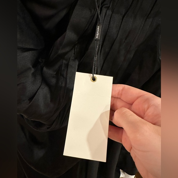 Retrofete Mae Dress One Sleeve Cutout Silk Blend Satin Mini Size Small Black NWT - Picture 8 of 11